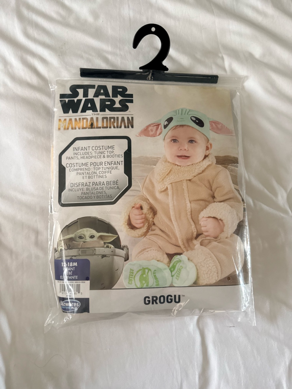 Disney Star Wars Grogu Infant Plush Hat and Bootie Set - Green & Beige NEW